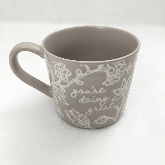 THRESHOLD STONEWARE Beige Mug  15oz "You're Doing Great" - Picture 1 of 5